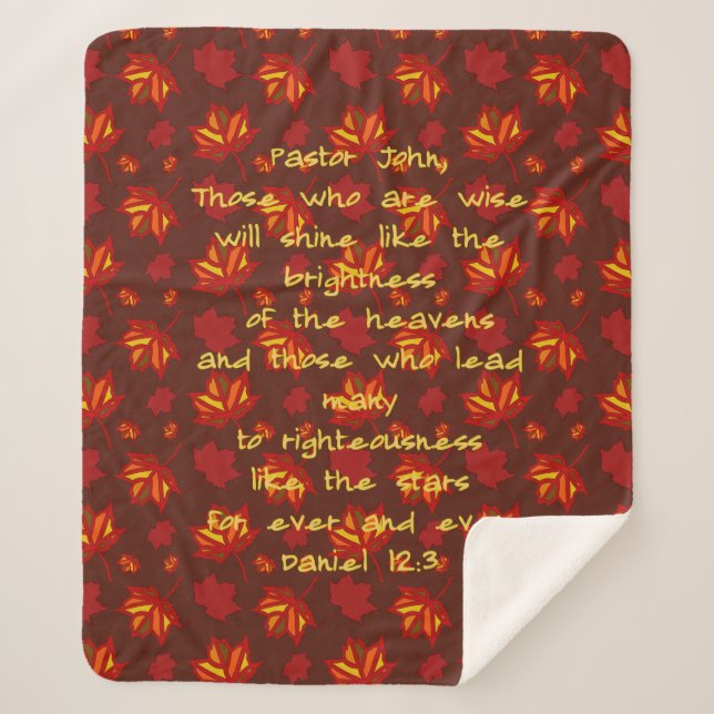 Couverture Sherpa Remerciement au Pasteur Feuilles d'Automne Écritur (Devant)