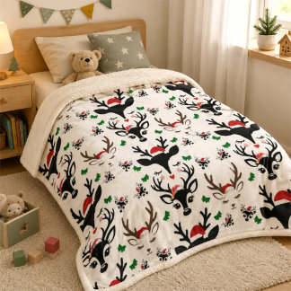 Couverture Sherpa Renne de Noël ludique et festif pour la nurserie e