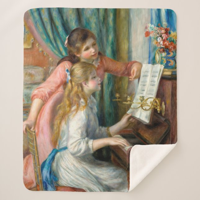 Couverture Sherpa Renoir Girls at the Piano Impressionism Painting (Devant)