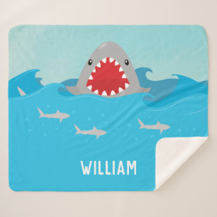 Couverture Sherpa Requin mignon dans l'eau   Baby Boy