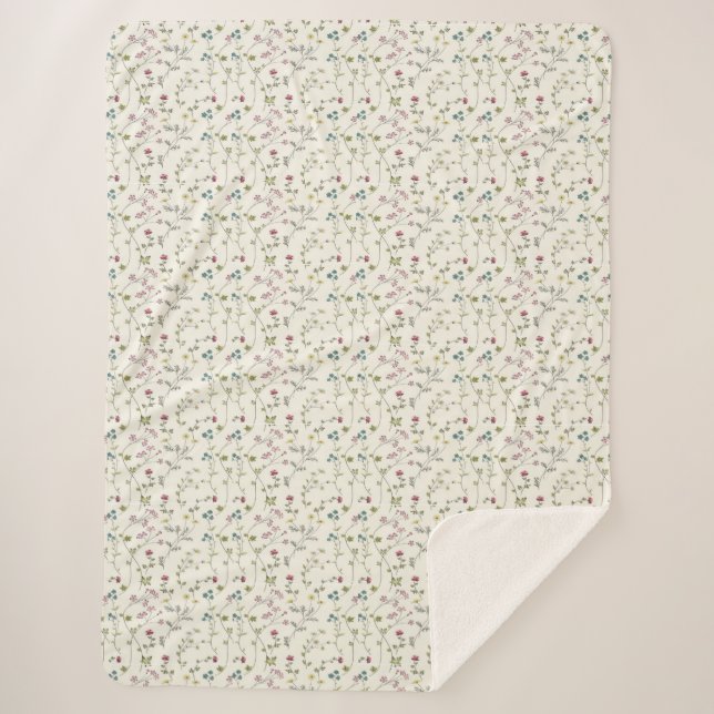 Couverture Sherpa Ressort Floral cool, Cadeau de chauffage domestiqu (Devant)