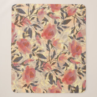 Couverture Sherpa Ressort roses sauvages : motif aquarelle.