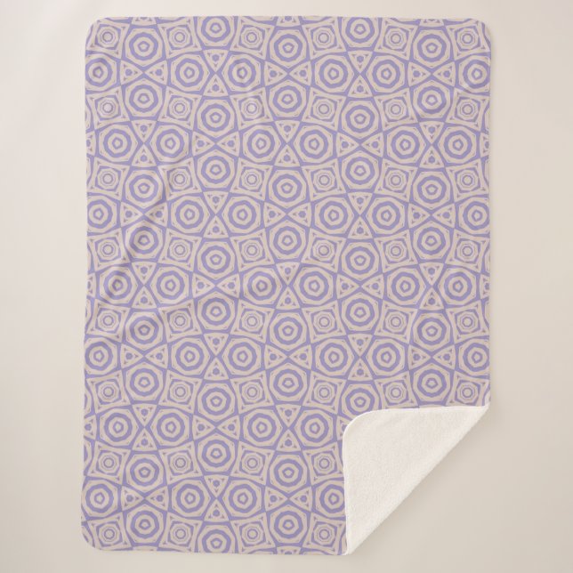 Couverture Sherpa Résumé Géométrique Violet et Crème (Devant)