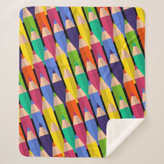 Couverture Sherpa retour à l'école crayons colorés (Devant)