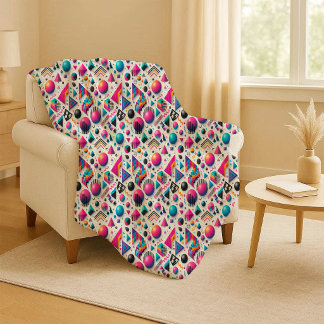 Couverture Sherpa Retro 90s Memphis Geometric Neon Bold Sherpa Blank