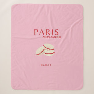 Couverture Sherpa Retro Abstrait Pastel Paris Pink ans Pastel Travel