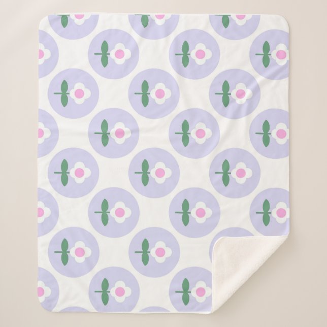 Couverture Sherpa Retro Daisy Purple Ado Anniversaire Fête des mères (Devant)