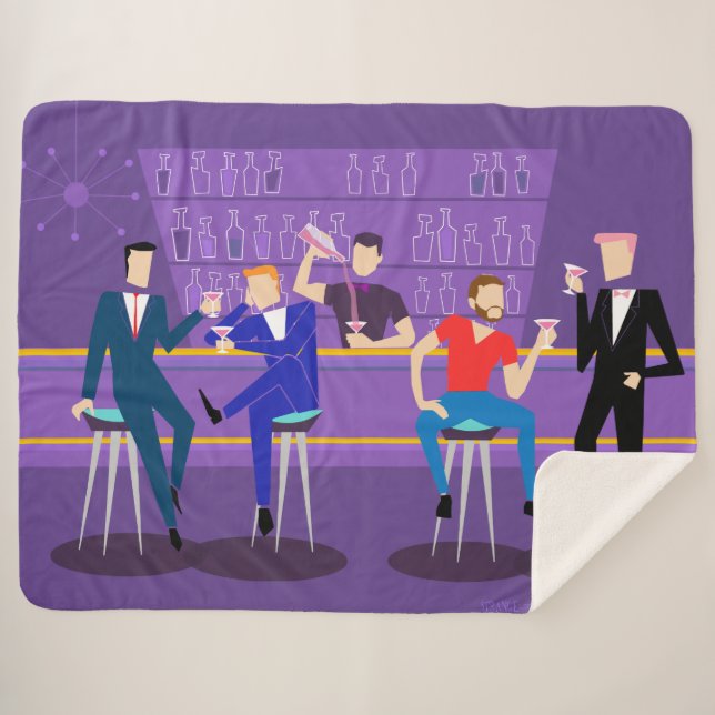 Couverture Sherpa Retro Gay Bar Sherpa Blanche (Devant (Horizontal))