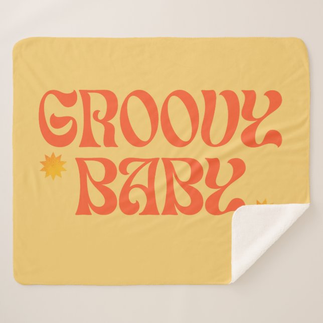 Couverture Sherpa Retro les années 70 moutarde Orange Hippie Super b (Devant (Horizontal))