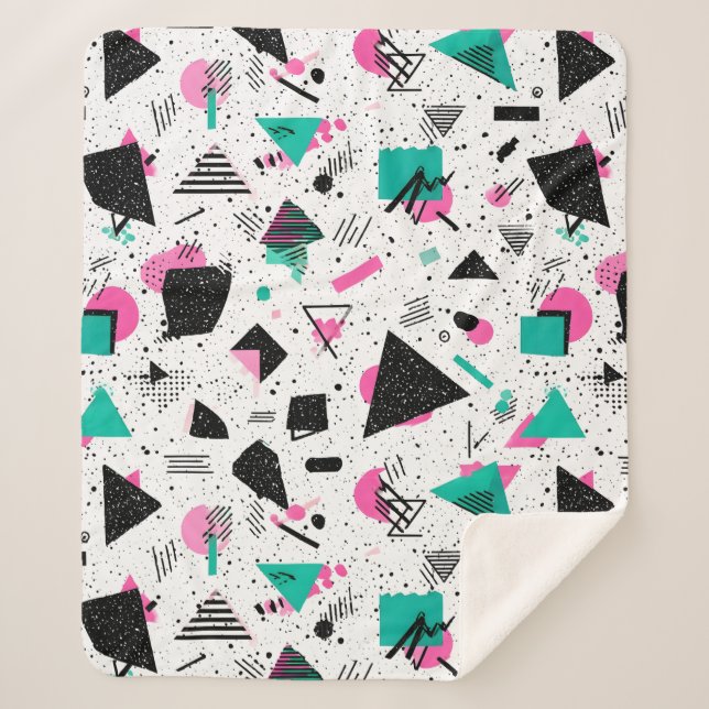 Couverture Sherpa Retro Memphis Geometric Pattern (Devant)