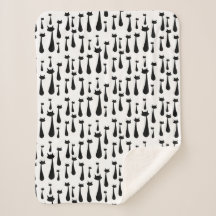 Rétro motif atomique de silhouette de chat noir