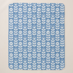 Couverture Sherpa Rétro motif bleu scandinave