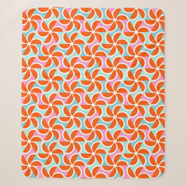 Couverture Sherpa Rétro motif orange de cale (Devant)
