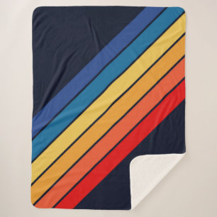 Couverture Sherpa Retro Stripes Lignes élégantes les années 70 80s D
