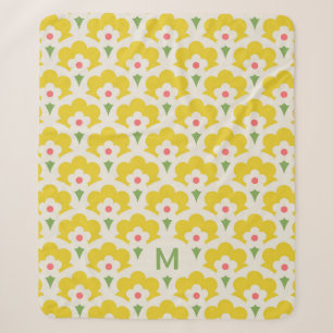 Couverture Sherpa Retro Yellow Flower Garden Pattern
