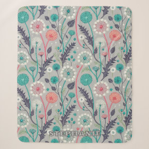 Couverture Sherpa Rêve turquoise & Crimson Dandelion - Stylisé Flora