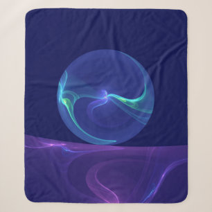 Couverture Sherpa Rêve Violet Bleu Lumineux Art Fractal Abstrait
