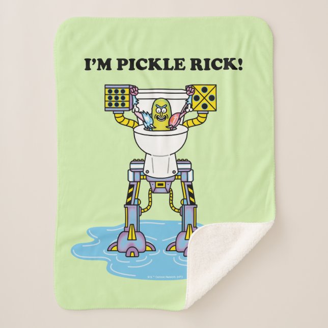 Couverture Sherpa RICK ET MORTY™ | Pickle Rick Toilet Mech (Devant)