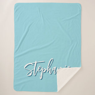 Couverture Sherpa Robin personnalisé bleu oeuf