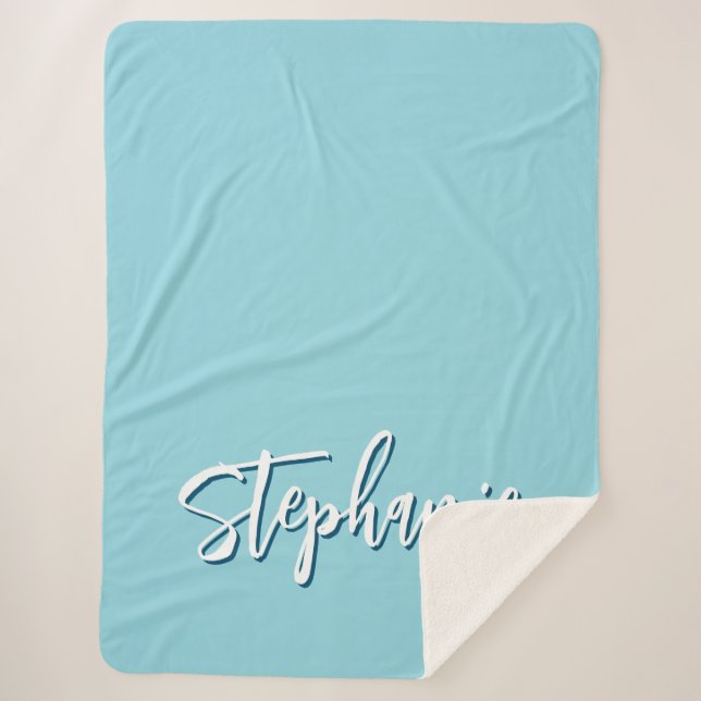 Couverture Sherpa Robin personnalisé bleu oeuf (Devant)