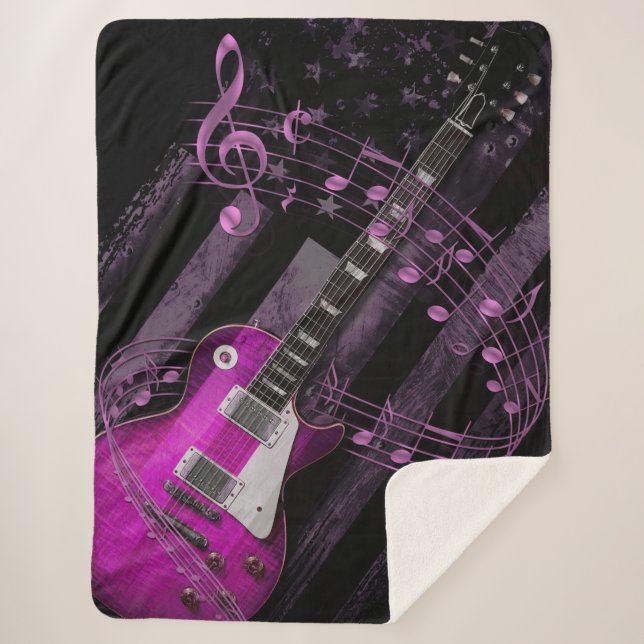 Couverture Sherpa Rocher rose Retro Industrial American Drapeau Guit (Devant)