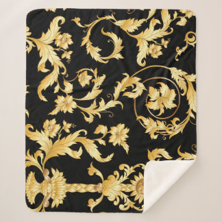 Couverture Sherpa Rococo baroque, motif floral victorien.
