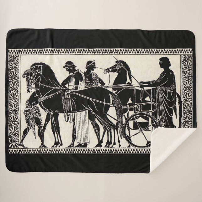 Couverture Sherpa Romancient men and horses (Devant (Horizontal))