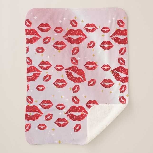 Couverture Sherpa Romantic chic luxe red lips (Devant)