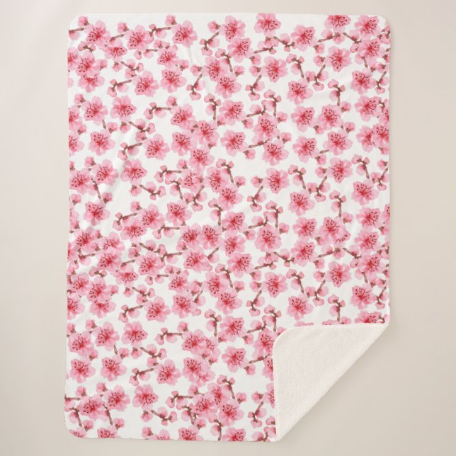 Couverture Sherpa Romantic pink Cherry blosson (Devant)