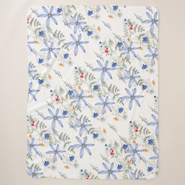 Couverture Sherpa Romantic purple botanical wallpaper (Devant)