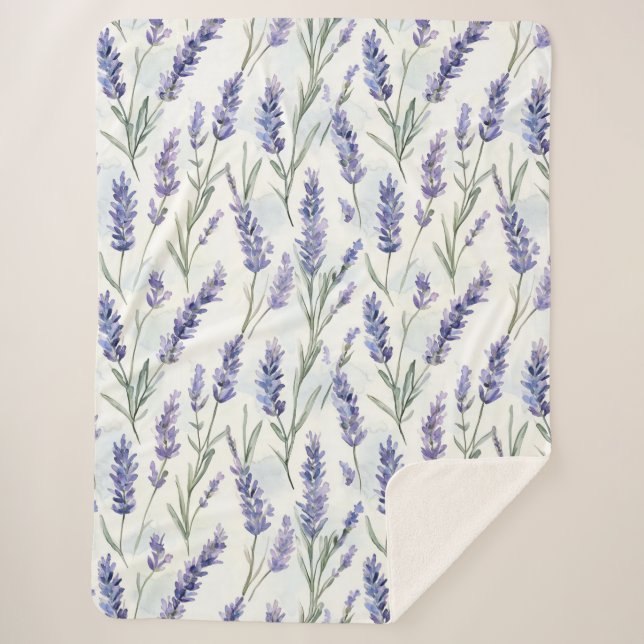 Couverture Sherpa Romantique Jolie Lavande Fleurs (Devant)