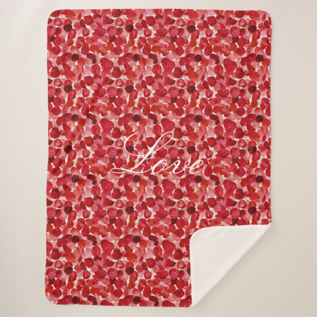Couverture Sherpa Romantique Rose Rouge Petals Floral Amour (Devant)