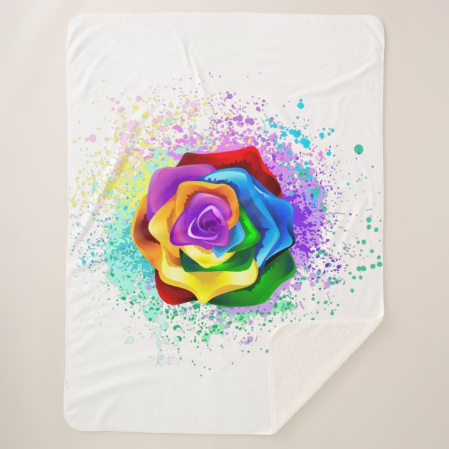 Couverture Sherpa Rose arc-en-ciel coloré (Devant)