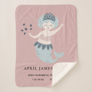 COUVERTURE SHERPA ROSE BLEU BLEU PETIT ÉTAT DE NAISSANCE DE BÉBÉ
