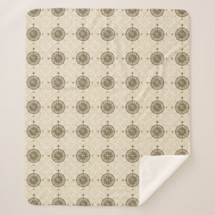 Couverture Sherpa Rose de boussole vintage
