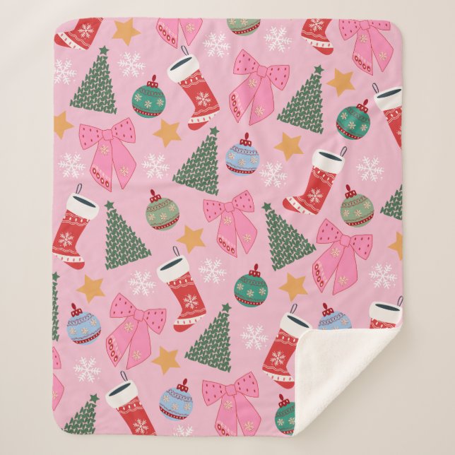 Couverture Sherpa Rose de Noël mignon (Devant)