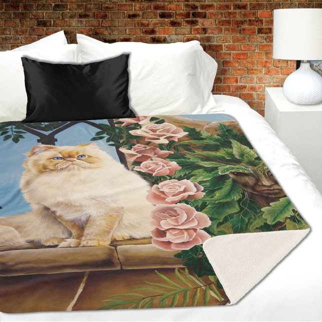 Couverture Sherpa Rose de Perse en crème ensorcelante Forêt de Dryad (Créateur téléchargé)