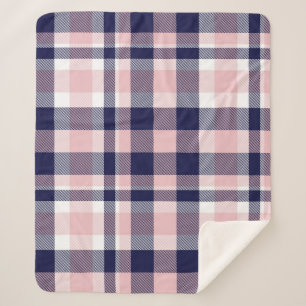 Couverture Sherpa Rose et marine Plaid, à damiers, tartan sans soudu