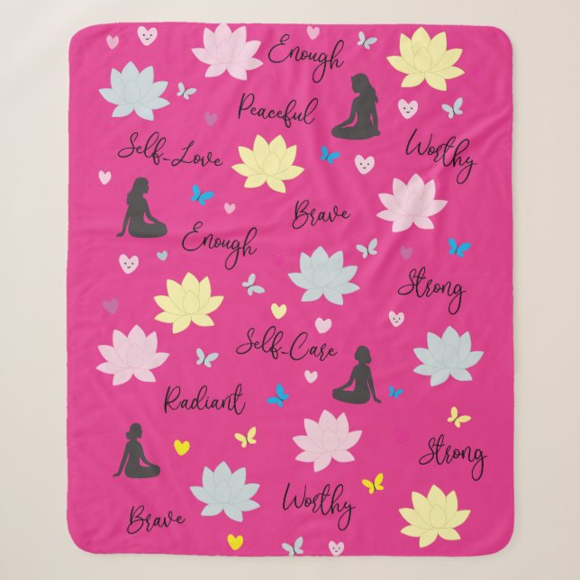 Couverture Sherpa Rose Fleurs de Lotus & Inspirati (Devant)
