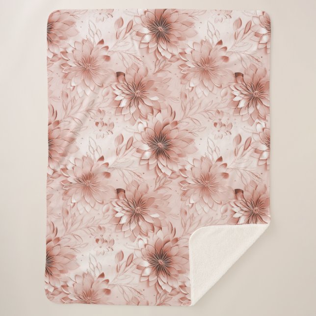 Couverture Sherpa Rose Florale Rose Pâle (Devant)