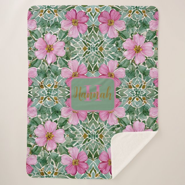 Couverture Sherpa Rose Garden Mosaic Sherpa Blanket (Devant)