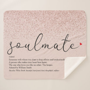 Couverture Sherpa Rose Gold Pailleté Définition d'Âme Sœur Love Hear