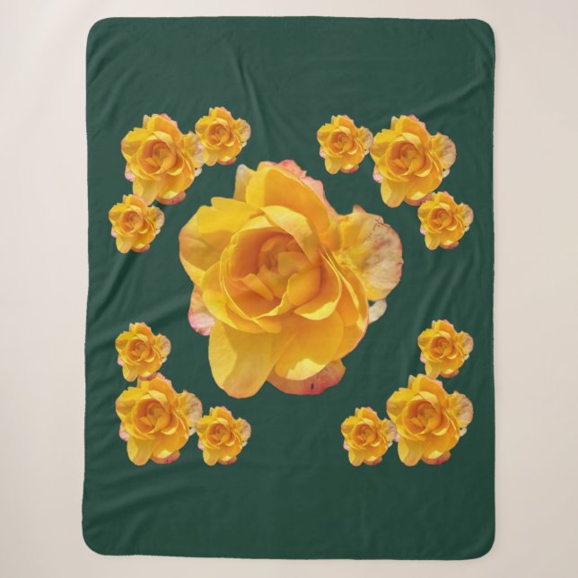 Couverture Sherpa Rose Jaune Doré Vibrante (Devant)