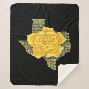 Couverture Sherpa Rose Jaune Du Texas Motif Flower
