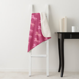 Couverture Sherpa Rose Sombre Chevaux Cowgirl Prép