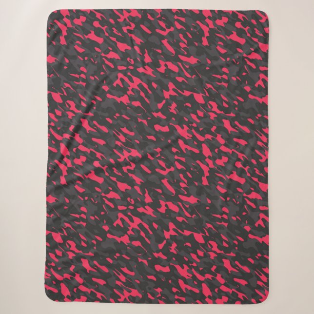 Couverture Sherpa Rose vif Noir Violet Camo Abstrait (Devant)