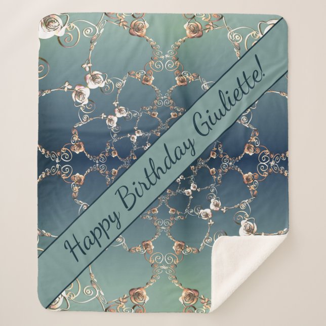 Couverture Sherpa Rose Web on Gradient Blue Sherpa Blanket (Devant)