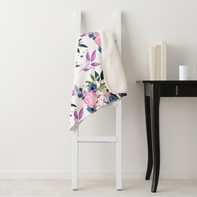 Couverture Sherpa Roses forestiers - grand rose (En situation)