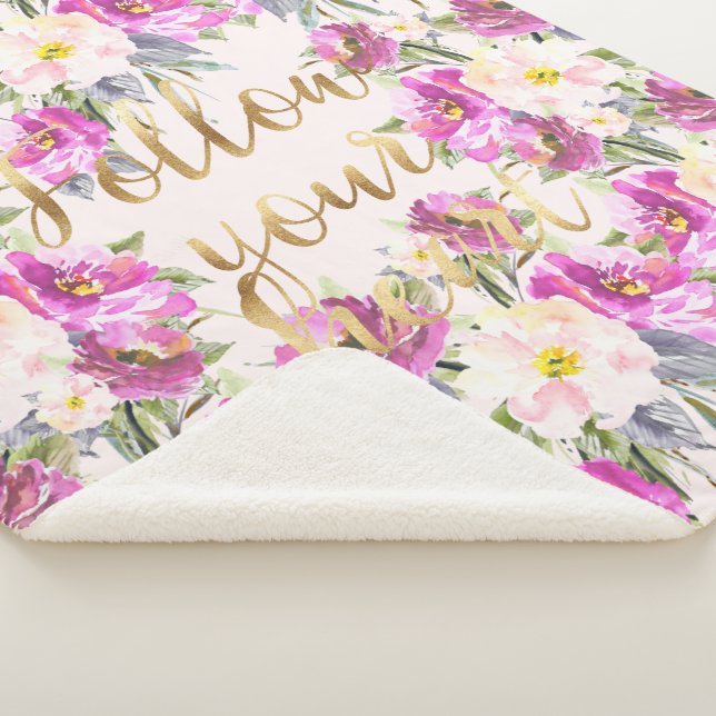 Couverture Sherpa Roses Roses Rose Or Floral Suivez votre coeur (3/4)