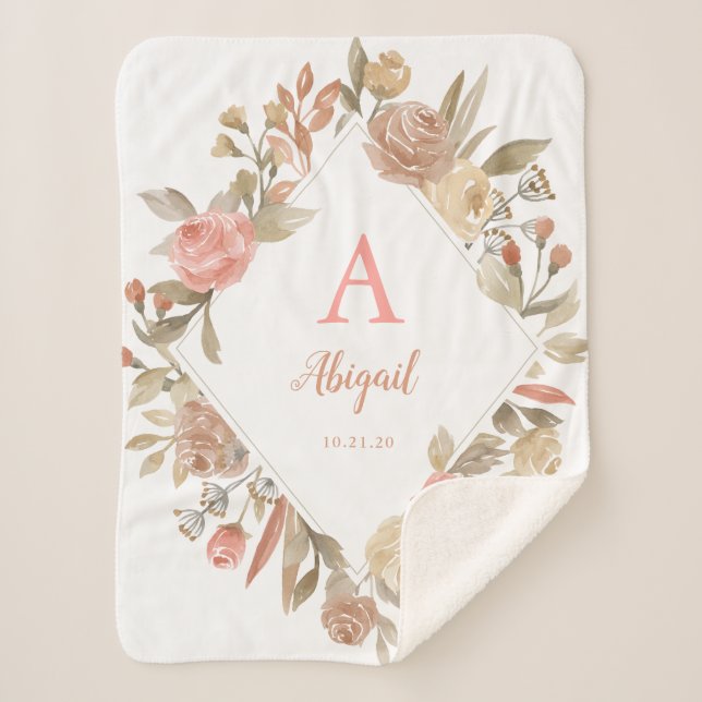 Couverture Sherpa Roses Vintages personnalisés Wreath Sherpa Blanket (Devant)